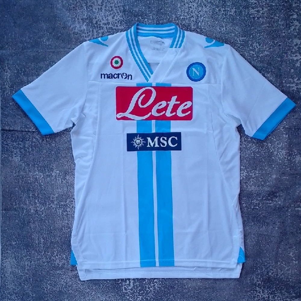 Macron White and Blue Soccer Jersey SSC NAPOLI Lete MSC